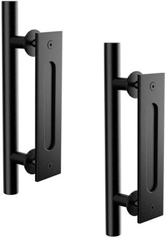 SKYSEN 30cm Türgriff Schiebetür 2PC türklinke Schwarz mit Beidseitig Nutzbares Design, Handgriff für Schiebetür, Gartentor, Schrank, Bade Beschlag