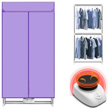 AMZTEMU Asciugatrice elettrica portatile, Asciugatrice portatile compatta, Mini asciugatrice armadio, Asciuga biancheria da interno -EU plug(1000W)