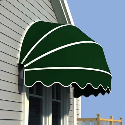 Faltbare Bogenmarkise,Rot/Blau/Grünes Türüberdachung,Sonnenschutz Schattenspender,Fensterüberdachung,Wasserdichter UV-Schutz Stoffabdeckung,für Draußen Terrasse Balkon (Diameter:90cm/35in,Green)