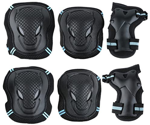 Knieschoner 6 teile / satz Erwachsene Knie Pads Ellenbogen Pads Guards Zahnspangen Unterstützung Schutz Sport Safety Skating Skateboard Ski Radfahren Knieschutz Volleyball knieschoner ( Color : Black