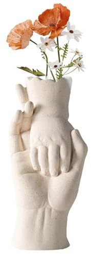 Keramik Vase Für Dekoration, Hand Form Vase, Minimalistische Vase Groß, Vase Gesicht Aus Keramik, Vase Matt Für Pampasgras, Blumenvase Modern Für Tisch, Regal, Bücherregal