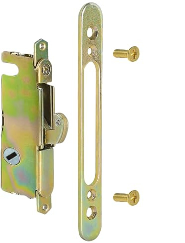 Sliding Door Mortise Lock, 45° Keyway, 3-11/16 in. Spacing, 4-5/8” Screw Holes, Glass Door Latch Lock Replacement for Patio Doors Grass Doors