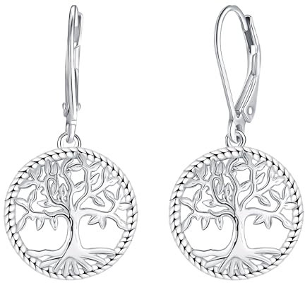 Micory Boucles d'oreilles Arbre de Vie pour Femme Argent Sterling 925 Boucles d'oreilles Pendantes Femmes Bijoux Cadeaux pour Maman Épouse Petite Amie