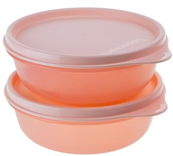 Tupperware kleine Hitparade Behälter Schüssel Set 2x 300 ml lachs (inkl. 1x Klebe-Spruchtier)