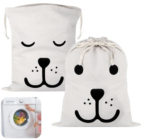 2 Stück Wäschesack Reise, Wäschebeutel Reise mit Kordelzu 62 x 46 cm | Baumwolle Wäschebeutel Schmutzwäsche, Laundry Bag Zur Aufbewahrung Schmutziger Kleidung