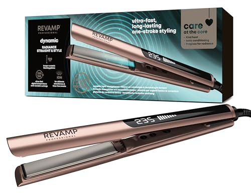 REVAMP Dynamic Radiance Ionen Glätteisen Keramik - Lange Platten | Straight & Style, One-Stroke-Styling, Geschwungenes Design, Wellen und Locken, Profi-Haarglätter