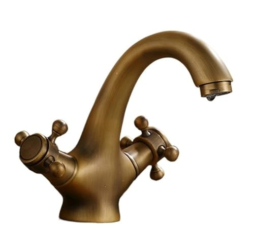 Waschbeckenarmaturen, massives Messing, Bronze, Doppelgriffsteuerung, antiker Wasserhahn, Küche, Badezimmer, Waschtischarmatur (antik)