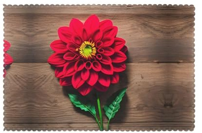Lot de 6 sets de table en bois avec imprimé dahlia rouge rétro - Lavables - Faciles à nettoyer - Pour table de salle à manger ou cuisine