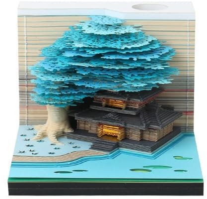 2025 3D Desk Calendar with LED Lights, 3D Memo Block, Tree House, Detachable 2025 Calendar, Gift for Christmas, Thanksgiving, Birthday
