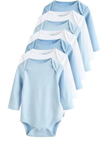 NEXT Nyfödda pojkar 7-pack långärmade babybodys Blå 56