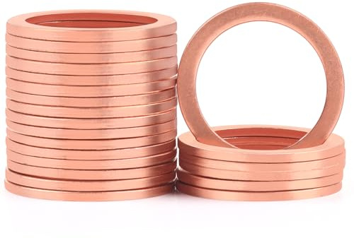 Lot de 20 joints d'étanchéité en cuivre Jeboler - M20 x 26 x 1,5 mm - Rondelles plates - Rondelles d'étanchéité en cuivre - Pour vis et accessoires de carburant