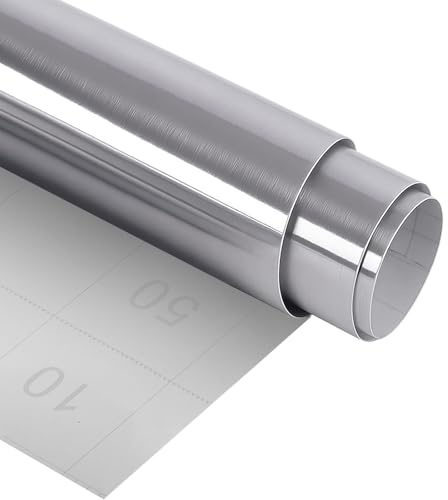 Lámina de espejo autoadhesiva de 40 x 500 cm, color plateado, lámina para espejo de pared, flexible e impermeable para muebles, puertas, paredes y armarios, lámina decorativa para muebles, baño