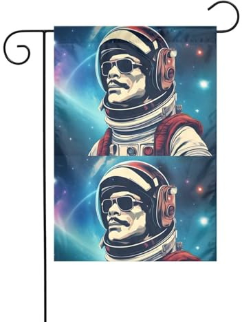 LAABBE Cool Man in Outer Space Galaxy Printed Garden flagpole outdoor courtyard decoration fashion 12x18in ﻿