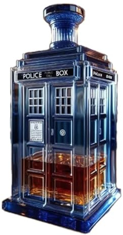 Whiskey Bottle Blue Phone Booth Shaped,10 oz New ModelVintage Style Glass Decanter，Funny Creativity Flask Liquor Dispenser， Home Bar Tabletop Decoration