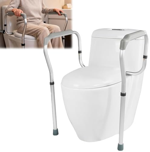 Aufstehhilfe Toilette Standing Aid Toilet, Toiletten Haltegriffe WC Haltegriff für Senioren, Toilettenstützgestell Höhenverstellbar 65-75CM, WC Stützhilfe für Senioren, Behinderung, Schwangere Frauen