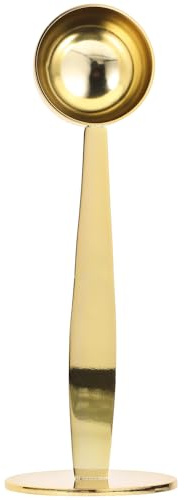 VALICLUD Cuillère à Mesurer Café Expresso Acier Inoxydable pour Poudre de Lait et Café Double Tête avec Fond Pressé Ustensile Cuisine Doré Polyvalent