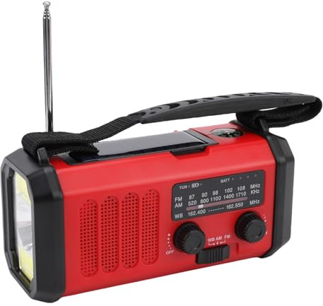 Kikumi 10000mAh Solar Hand Crank Radio NOAA AM FM Rechargeable IPX3 Water Proof SOS Emergency Radio
