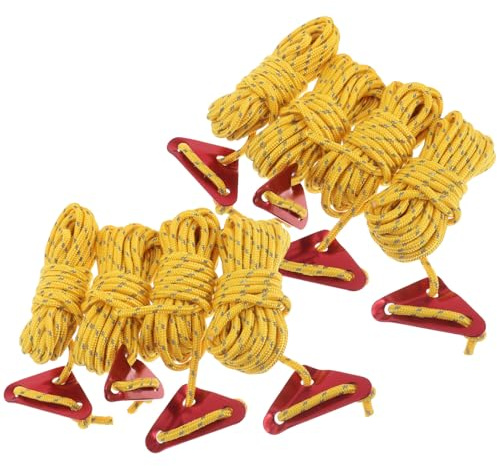 Mikinona 8 Pièces Corde de Tente Réfléchissante Résistante Ajustable pour Camping Haubanage Escalade et Amarrage Bateaux Sécurité Nuit Usage Polyvalent Plein Air