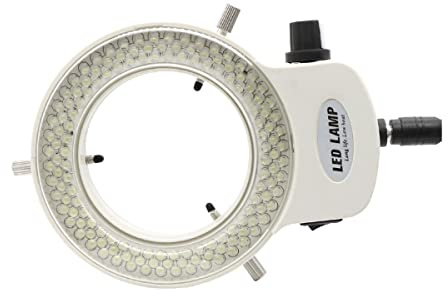 Microscope Accessories Kit 144 LED Ring Light Microscope Illuminator with Power Adapter 0-100% Adjustable Lamp for Stereo Microscope & Camera Microscope Slides(White)