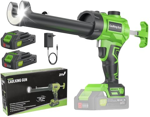 Akku Kartuschenpresse Kompatibel für Makita Akku, Elektrische Kartuschenpistole mit 2 x 2000 mAh Akkus, Stufenlos variable Geschwindigkeit, LED-Licht, Silikonpistole Akku für 280-330ml-Kartuschen