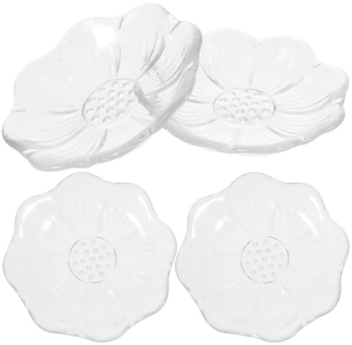 Toyvian Posavasos de Vidrio Transparente 4 Piezas para Té, Platillos de Cristal Decorativos y Multiusos, Almohadillas Creativas para Taza, Ideales para Salón de Té, Restaurante