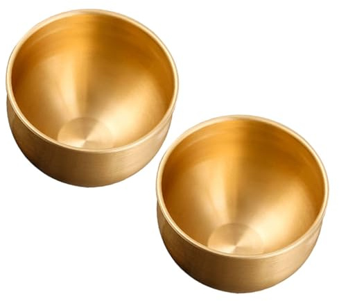 BRIGHTFUFU Tazze da Tè Antiche 2 Pezzi in Ottone Doppia Parete per Caffè e Succhi Uso Domestico e Occasioni Speciali