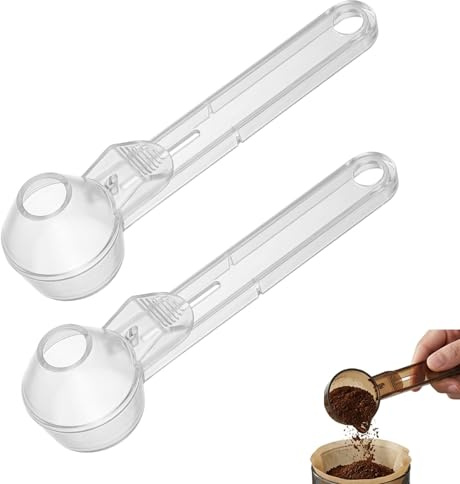 2 PCS Scoop Funnel, Funnel Scoop, Dual Function Coffee Scoop with Funnel, Multi-Purpose Measuring Tool for Refillable Coffee Pods, Protein Powder, Tea Leaves, Spices