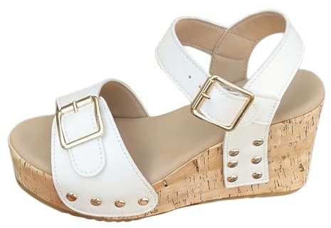 HOOUDO Sandalias Cuña Mujer Elegantes Sandalias Fascitis Plantar Mujer Cómodas Antideslizante Zapatos de Verano Abierta Chanclas Antideslizantes Tallas Grandes Ligeras Zapatos Abiertas