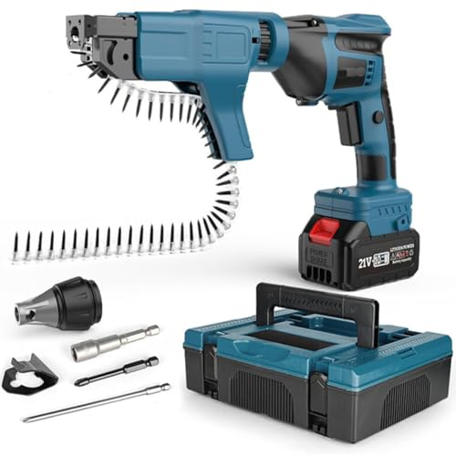 Cordless Drywall Screw Gun, Electric Auto-Feed Collated Screw Gun for 15–35mm Screws, Efficient Tool for Fast Installation, Lightweight and User-Friendly
