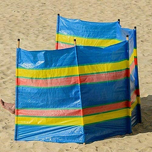 Bargains Hut 4 5 6 8 10 Pole Windbreak Wooden Windbreaker Beach Camping Caravan Holiday Sun Screen Shelter Tall Wind Break (4 Poles (4ft High x 7ft Long))