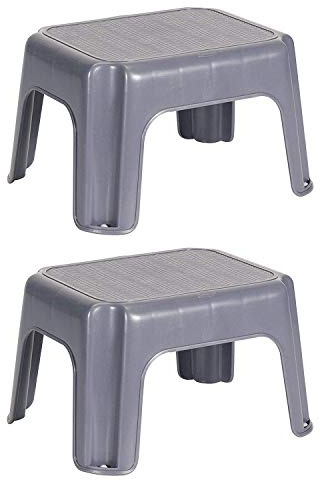 Rubbermaid Durable Plastic Roughneck Household Small Sturdy Step Stool with 200-LB Weight Capacity, Gray (2 Pack)