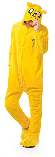 AYJMA Onesie Kigurumis, Pijama de Perro Amarillo, Ropa de Dormir Suave y cálida para Adultos, Traje de Fiesta para Festival, Mono de Dibujos Animados Divertido de Invierno M Jake
