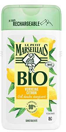 Le Petit Marseillais Gel doccia Energizzante Bio Verbena Limone (flacone da 250 ml) – 98% di ingredienti di origine naturale e pH neutro per la pelle – Confezione riciclabile e ricaricabile