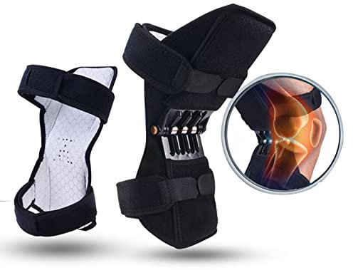 TOOJUN Lot de 2 genouillères avec 3 Ressorts puissants, genouillères stabilisatrices de Genou pour Hommes/Femmes Jambes Faibles, arthrite, Douleur aux déchirures du ménisque, Fitness et Sport,Black