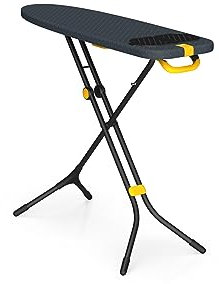 Joseph Joseph Glide Plus Ironing Board 110 x 33cm with Compact Adjustable Legs and Integrated Heat Resistant Steam Iron Rest, Anti-drip super absorbent Cotton cover, Black/Blue