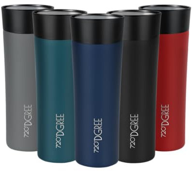 720°DGREE Thermobecher 460ml “PleasureToGo 2.0” - 3 Größen, 6h Heiß, 12h Kalt, Auslaufsicher, BPA-Frei, Hygienisch, 360° Trinköffnung - Travel Mug, Thermo Becher To Go: Schlank, Edel - Blau