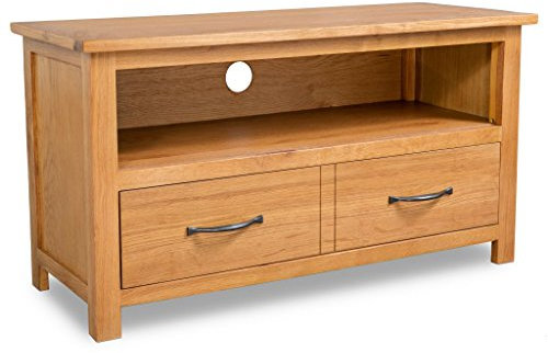 Camerina Mueble para el televisor de Madera Maciza de Roble 90x35x48 cm Mueble TV Alto