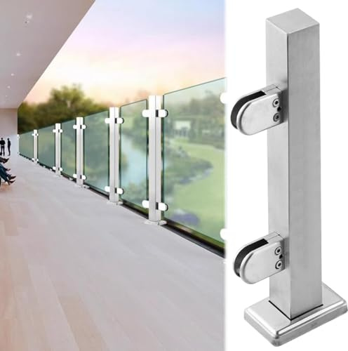 JLXJYS Square Glass Balustrade Railing Post System with Clamp，Modern Stair Glass Railing Clamp Indoor，for Deck Fence Balcony Pool (Color : Deep Coffee, Size : 135CM/53inch Tall)