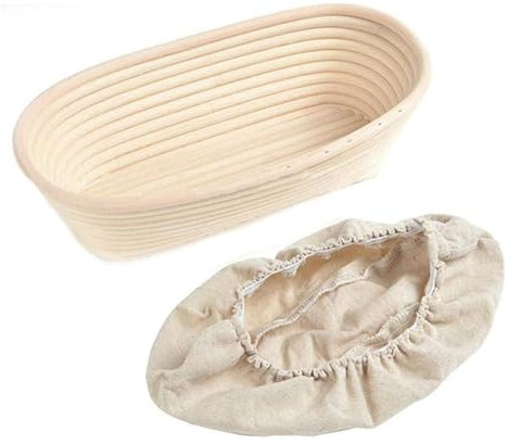 Cesta Fermentación Ovalada - Baneton Para Hacer Pan Casero Con Tela De Lino - Regalos y Suministros Para Panaderos