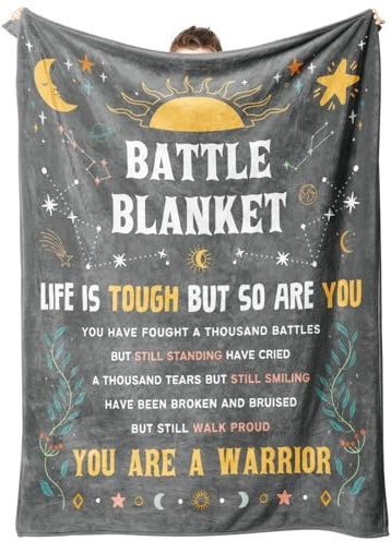 SteadStyle Cancer Care Gifts for Women, Get Well Soon Gifts Blanket for Her Him, Cancer Fighter Inspirational Quote Chemo Patient Gift - Meaningful Caring Message Battle Blanket