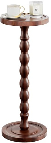 Caossuixin Wooden Round Side Table, Round Bar Table, Coffee Table, Small Bedside Table for Cocktail Bar Home Bar Pub Coffee Tea Dining Bistro Table, for Small Spaces, Bedroom, Bathroom, Sofa - Walnut