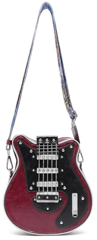 Piceioep Elegante borsa per chitarra con tracolla a forma di pelle PU, borsa a tracolla casual con tracolla regolabile per amanti della musica e viaggiatori