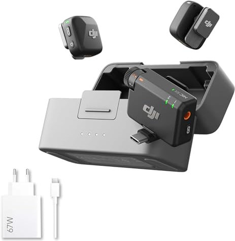DJI Mic Mini Micrófono Inalámbrico superligero, 48 h de Uso, cancelación de Ruido, micrófono inalámbrico Profesional para cámaras/iPhone/Android Mic Mini (2 TX + 1 RX +Charging Case)