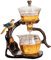 Mskmnkot Set di tè Semi -Automatico, teiera Magnetica in Vetro di Vetro borosilicato Alto con Infuser, 300 ml+460 ml di teiera Magica, 7.8x4.9x10.4 Kung Fu Set da tè per Home Office Semi Automatico