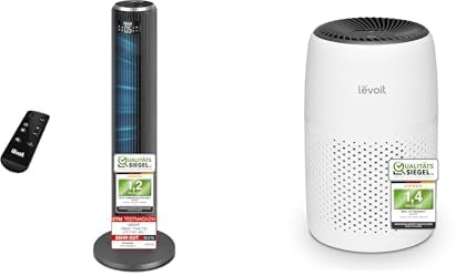 Levoit 23dB Leiser Turmventilator, Ventilator mit Kühlung+Core Mini - Aroma Luftreiniger