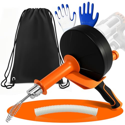 Furet Déboucheur Canalisation - 10M Furet Plomberie Flexible avec Gants, Sac de Rangement - Spirale de Nettoyage de Canalisations pour Cuisine, la Salle de Bain, l'Égouttement et l'Évier