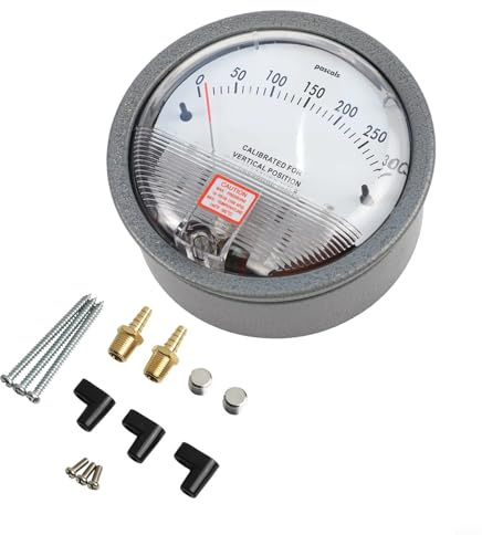 Differentialdruckmessgerät aus Aluminium, analoges Manometer, 0–30 Pa bis 0–750 Pa für Luft, Gas, HVAC, Reinraum, pharmazeutische Fabrik, Gebläse und Aquakultur (0–300 Pa)