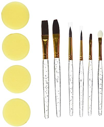 GRIM'TOUT Trousse Maquillage Enfant - 5 Pinceaux Souples et 4 Éponges Inclus - Idéale pour Maquillage Artistique, Déguisement et Grimage - Nettoyage Facile à l’Eau - Jeu Fille Beauté