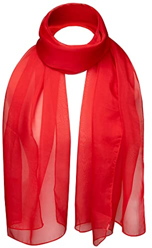 Basic Sense Bufanda clásica de gasa sólida lisa [Ligera y Suave] - Toque lujoso para cualquier atuendo durante todo el año Bufandas transparentes [Rojo - Talla única]