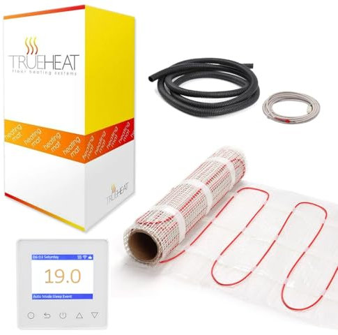 TrueHeat Electric Underfloor Heating Mat Kit 200W/m2-6m2 with White WiFi Thermostat